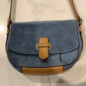 AUTHENTIC Michael Kors blues suede and brown leather cross body
